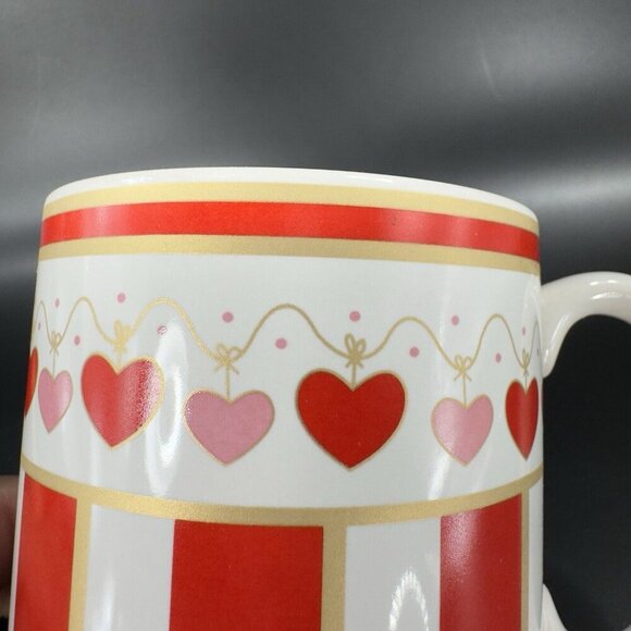 Flowers Inc Balloons Ceramic Coffee Mug Cup Red Pink Hearts Made Korea 2 Mugs - Picture 5 of 16
